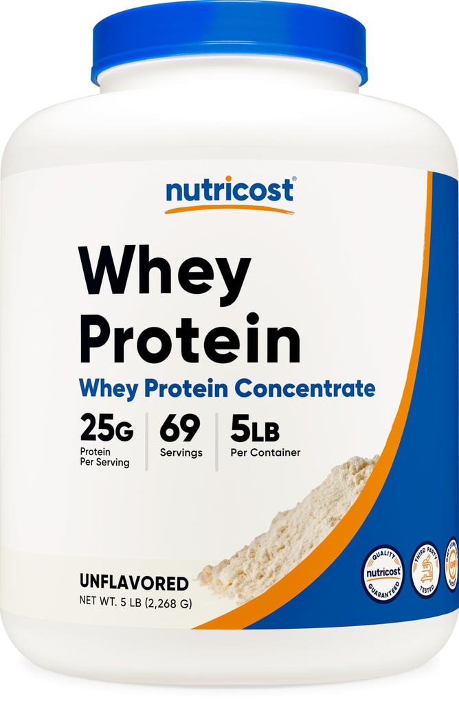 Nutricost Whey Pulbere de proteine, nearomatizat, 5 lire sterline - de la Whey concentrat de proteine