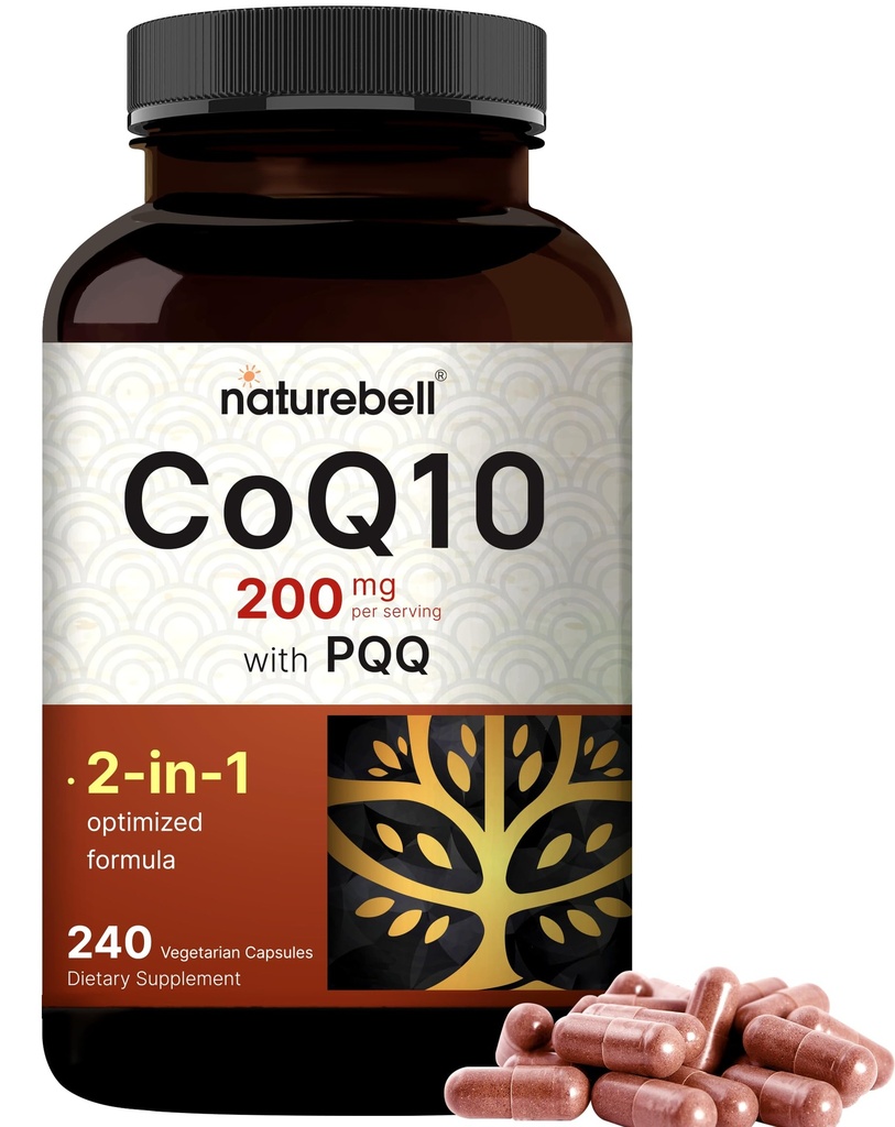 NatureBell CoQ10 200mg cu PQQ, 240 Veggie Capsule 