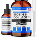 Super Natural Goods Biotin & Colagen Vitamine - Pierderea parului, Sanatate Gut, Anti-Aging, Ingrijirea pielii & Nails - Made in USA, Non-GMO & Cruzime Gratuit (4 Ounce- 15.000mcg)