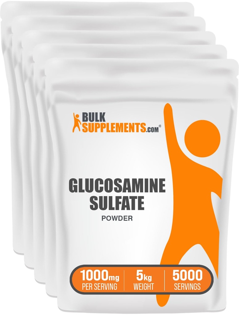 BulkSupplements.com Glucosamină Sulfat pulbere - Glucosamină Supliment, Suport comun - Gluten gratuit, 1g per Serving, 1kg (Pachet de 5) (11 lbs)