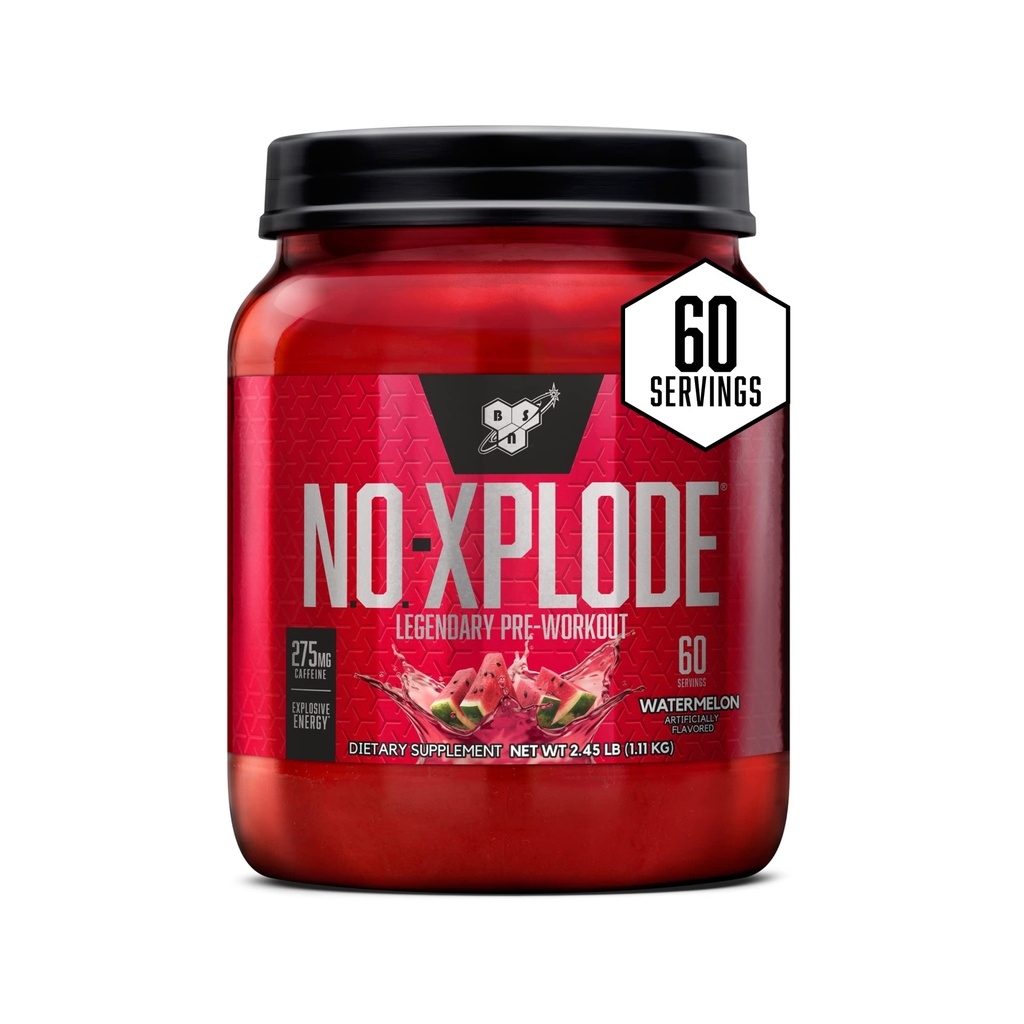 BSN N.O.-XPLODE Pre Workout Pulbere, Suplimentul energetic pentru bărbaţi şi femei cu Creaţie şi Beta-Alanină, Aroma: Pepene verde, 60 Serviri