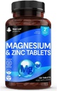 Supliment de magneziu 500mg Magneziu şi Zinc Supliment - Oxid de magneziu şi zinc de mare absorbţie - Oase musculare şi funcţie imună sănătoasă - Vegan, non-GMO, Gluten-Free - 120 Comprimate uşor de înghiţit