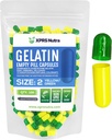 XPRS Nutra Dimensiune 2 Capsule goale - 100 Capsule gelatinoase goale - Pastile capsule DIY Umplere - Capace pure de gel pentru pastila bovină pentru suplimentele dumneavoastră (verde/înălbitor)
