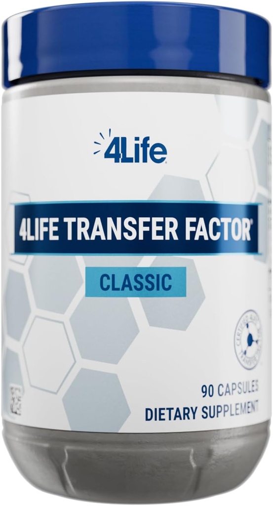 4Life Transfer Factor Classic - cu Colostrum de vacă pentru răspuns imunitar îmbunătățit, recunoaștere și memorie - pentru vârstele 2 și în sus - 90 Capsule vegetale