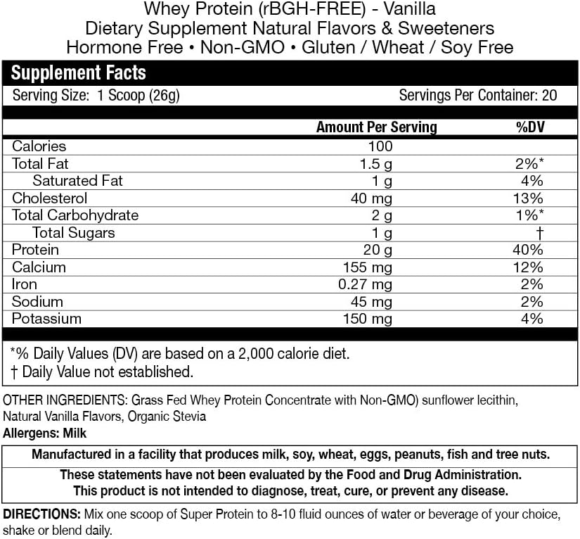 Fortifeye Super Noua Zeelandă Iarba Fed Whey aroma de vanilie proteine, 20 Serviri, 1 pachet - Nedenaturate grasimi organice Pudră de proteine Fed Whey pentru antrenament, nutriție sportivă și îmbunătățirea sistemului imunitar