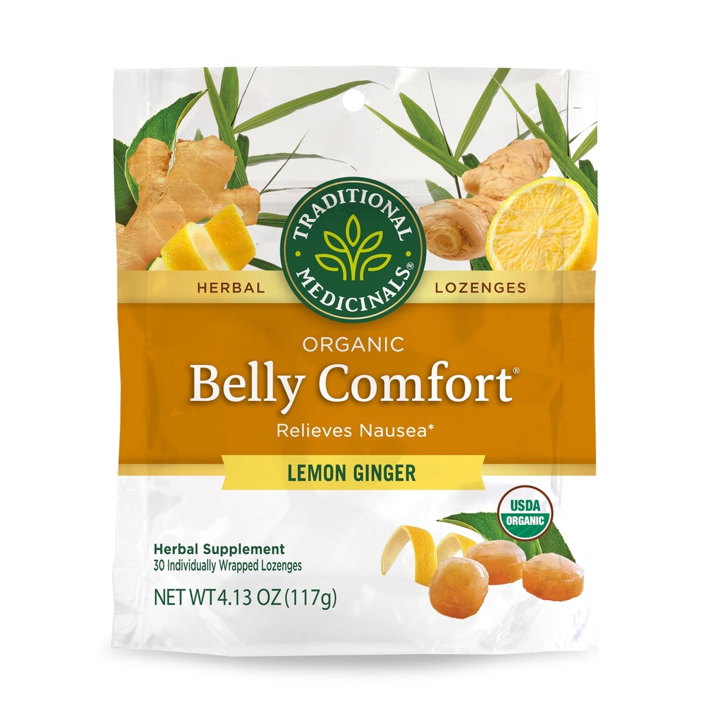 Medicamente tradiţionale, Belly Organic Comfort Lozenges Lemon Ginger, Relieves Greaţă, 30 individual înfăşurat Lozenges