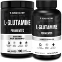 Fabrica Jacked L-Glutamine pulbere 100 Servings & L-Glutamine capsule 500mg (240 capsule) pentru post antrenament recuperare musculare, imunitate, Digestive Health