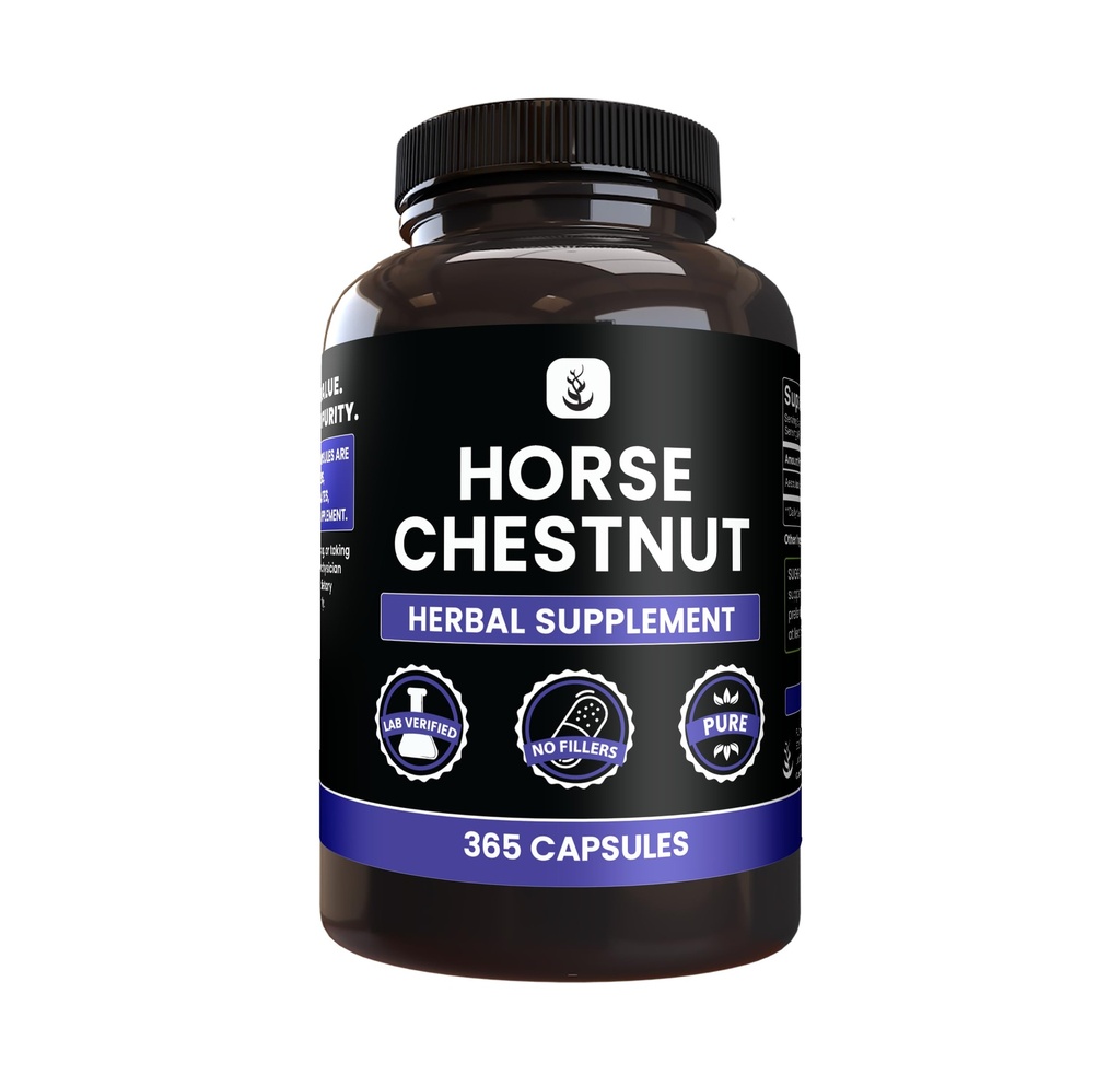 INGREDIENTE ORIGINALE Pure Cai Chestnut (365 capsule), fără magneziu sau fillere de orez, întotdeauna pure, verificate de laborator