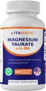 Vitamatic Magneziu Taurate 1500mg per Servire - 180 Capsule vegetariene (Provizii 300 mg Magneziu Elemental) - Adaugat B6 pentru absorbţie maximă - Suporturi musculare, comune, şi Heart Health
