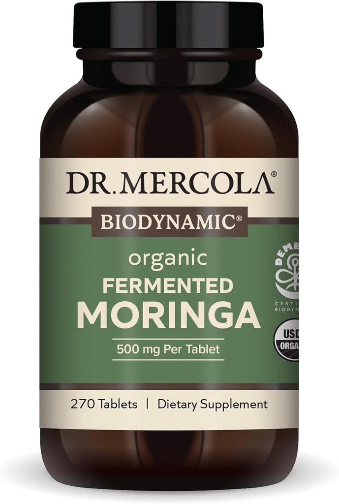 Dr. Mercola - Biodinamice Organic Fermented Moringa Supliment alimentar, 270 Serviri (270 comprimate)