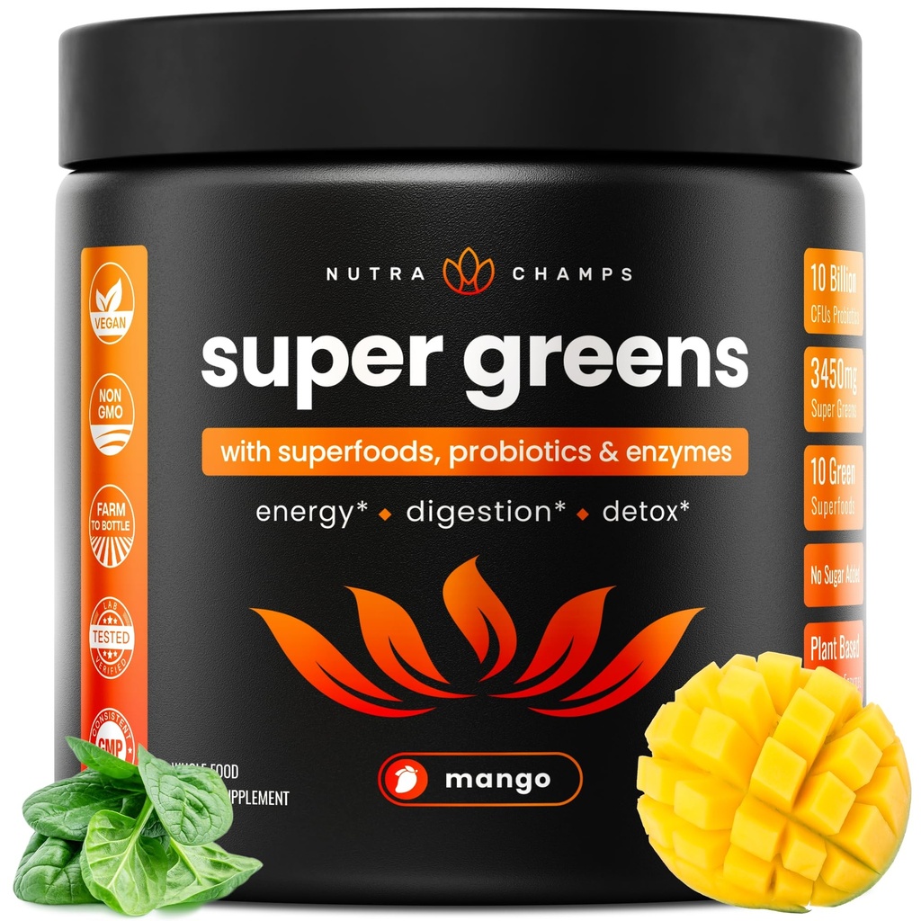 NutraChamps Super Greens Pulbere Premium Superfood 