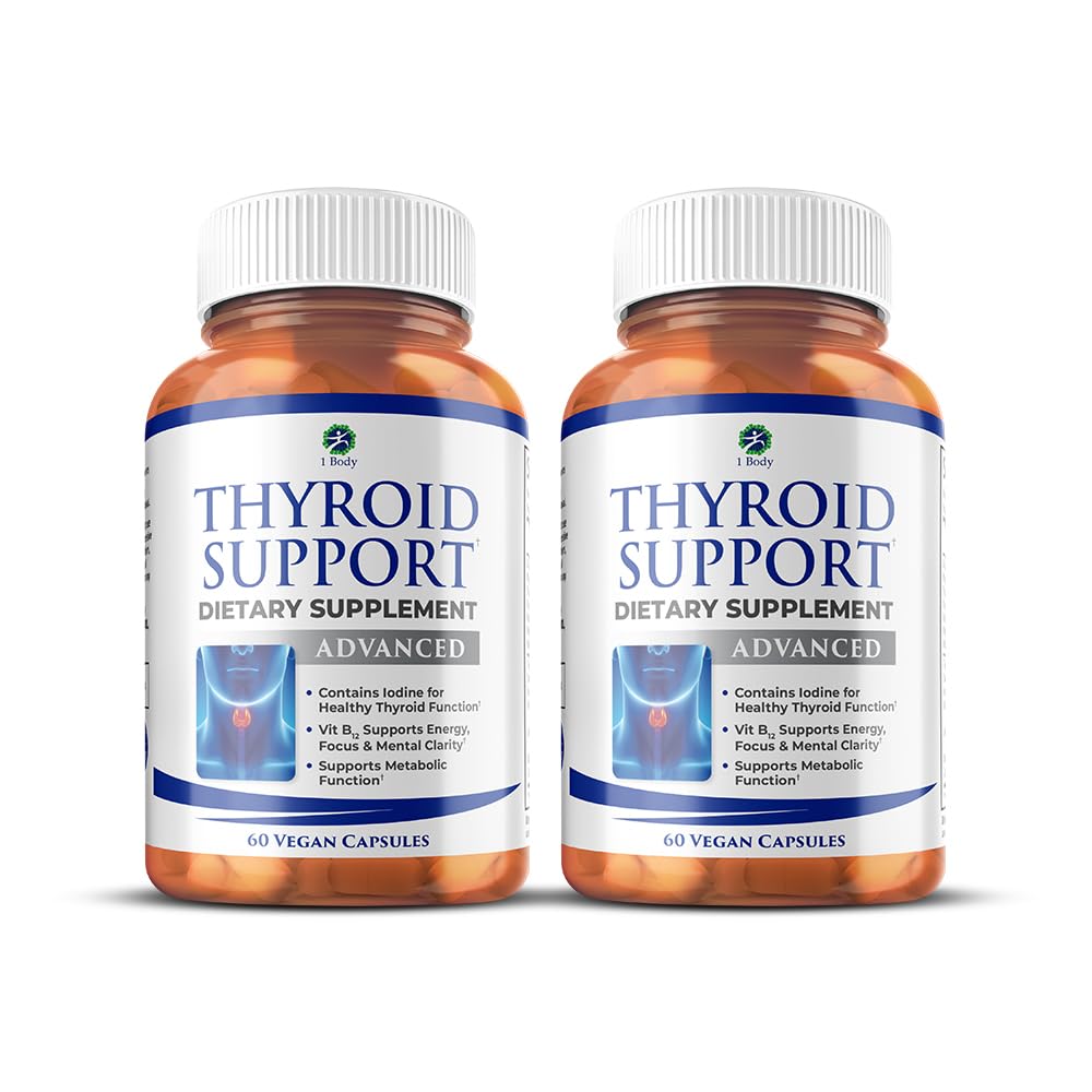 1 Supliment de suport tiroidian pentru organism, 90 de zile de aprovizionare, 2 ambalaj cu B12, iod, zinc, seleniu, Ashwagandha, Formula vegetariană non-GMO