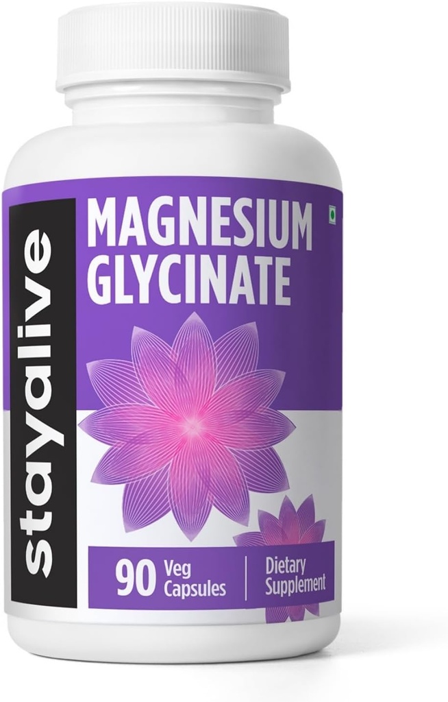 STAI VIU Glicinat de magneziu Chelated 500mg, Absorbție ridicată, 90 capsule, 100% pulbere de glicinat pur, Supliment de magneziu extra-rezistență pentru femei și bărbați, Pastile fără GMO & Gluten
