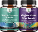 Bundle of Advanced Brain Supplement for Memory and Focus and Magneziu Glycinate Capsule pentru adulţi - Memory Supplement for Brain Fog Clarity Energy and Recall - Sleep Support Imunity & Bone Health