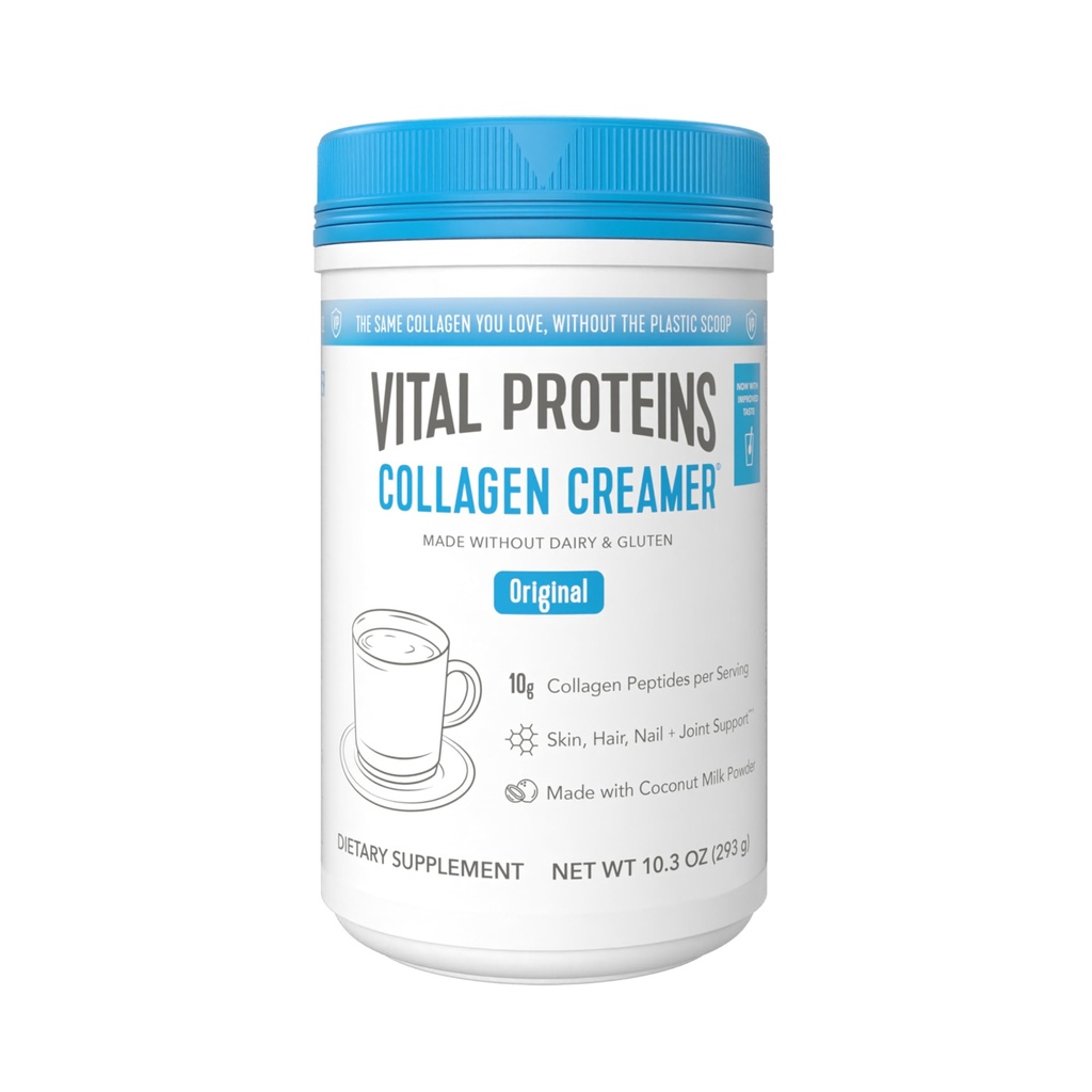 Proteine vitale Colagen Peptides pulbere - Original Coffee Creamer pentru par, Skin & Nails Support, 10.3 Oz