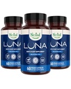 Naturals Nested Luna Melatonin Free, Non-Habit Forming Herbal Sleep Supplement w/Chamomile, Valerian, L-Theanină, 180 capsule Vegane (60 capsule per flacon)