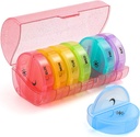 Sukuos Larg Weekly Pill Organizator de 2 ori pe zi, Daily Pill Box 7 zi Easy to Open with Dublu Protection, AM PM Pill Case pentru Medicina/Vitamin/Fish Oil/Supplements (Glitter Pink)