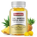 Triple Magneziu Complex Gummies - 800 mg Magneziu Glycinate & Citrate, Apigenin & L-Theanin, pentru copii și adulți, natural Asomn & Crampe musculare (60 Conte)
