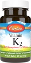 Carlson - Vitamina K2 MK-7 (Menachinonă), 180 mcg, suport osos, Biodisponibilitatea calciului, vitamina K2, vitamina K-2, 90 Softgels