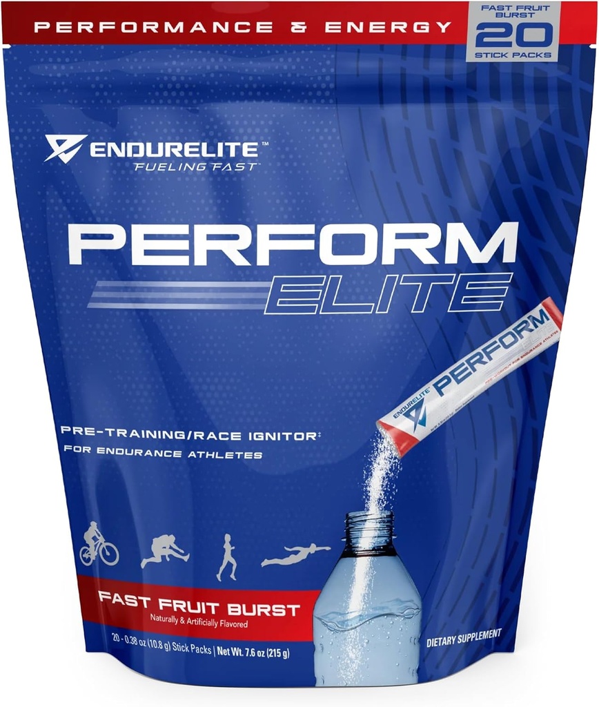 EndurElite efect Elite- Pre Workout pulbere supliment- Pre-Garning pentru sportivi rezistenta- 20 Servire sac- Fast Fruit Burst