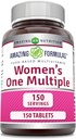 Amazing Formulas Women's One Multivitamin Supplement | Food Based | 150 Tablets | Perfect Blend of Vitamins, Minerals & Probiotics | Non-GMO | Gluten-Free | Made in USA