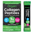 Orgain Hidrolized Colagen Peptides Pachete de călătorie pentru femei și bărbați - 5g Grass Fed Colagen Per Serving, Păr, Piele, Nail & Supliment de sprijin comun, Non-GMO, Tip I & III - Neflavorat (25 Conte)