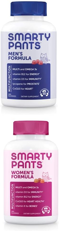SmartyPants Mens and Womens Bundle Multivitamine Bundle: (1) Mens Multivitamine Multivitamine Multivitamine și (1) Femei Multivitamine Multivitamine Multivitamine