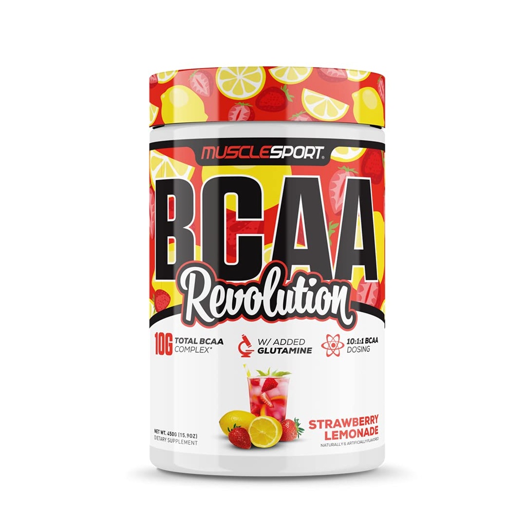Musclesport BCAA Revoluție Amino Acid pulbere Supliment pentru bărbați și femei - Intra Workout Training Complex - Recuperare Supplemen (Limonada de soc, 30 Serviri)