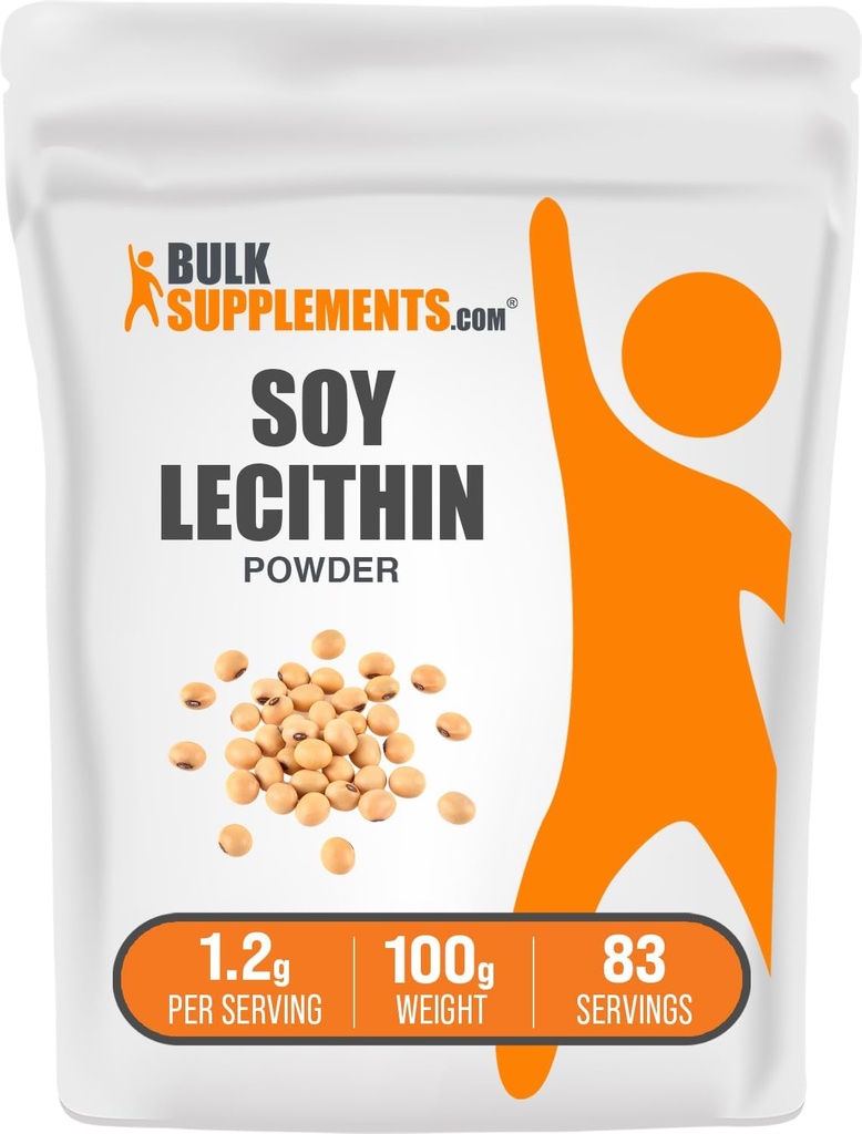 BulkSupplements.com Soy Lecithin pulbere - Lecitina Supliment, Supliment nutritional, Grad alimentar - Gluten gratuit, 1.2g per Serving, 100g (3.5 oz) (Pachet de 1)