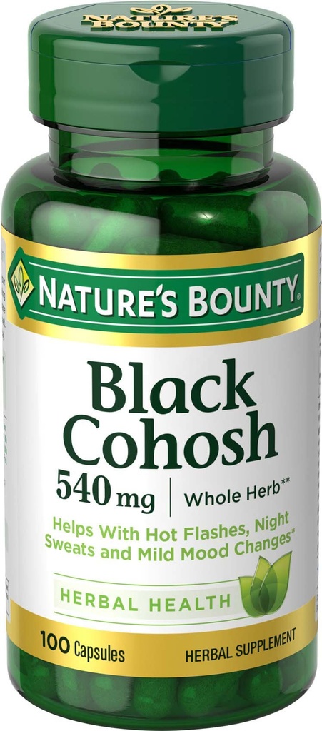 Natura's Bounty Black Cohosh Root Pastile şi Herbal Health Supplement, Natural Menopauză suport, 540 mg, 100 Capsule