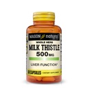 MASON NATURAL Milk Thistle 500 mg - Suport funcţie hepatică sănătoasă, curăţare şi detoxifiere, Supliment alimentar vegetal, 60 capsule