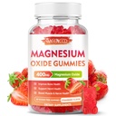 Oxid de magneziu Gummies 400mg, Oxid de magneziu masticabil Supliment pentru adulți & copii, Nervi și suport muscular, non-GMO, zahăr-gratuit, aromă de căpșuni, 60 Conte