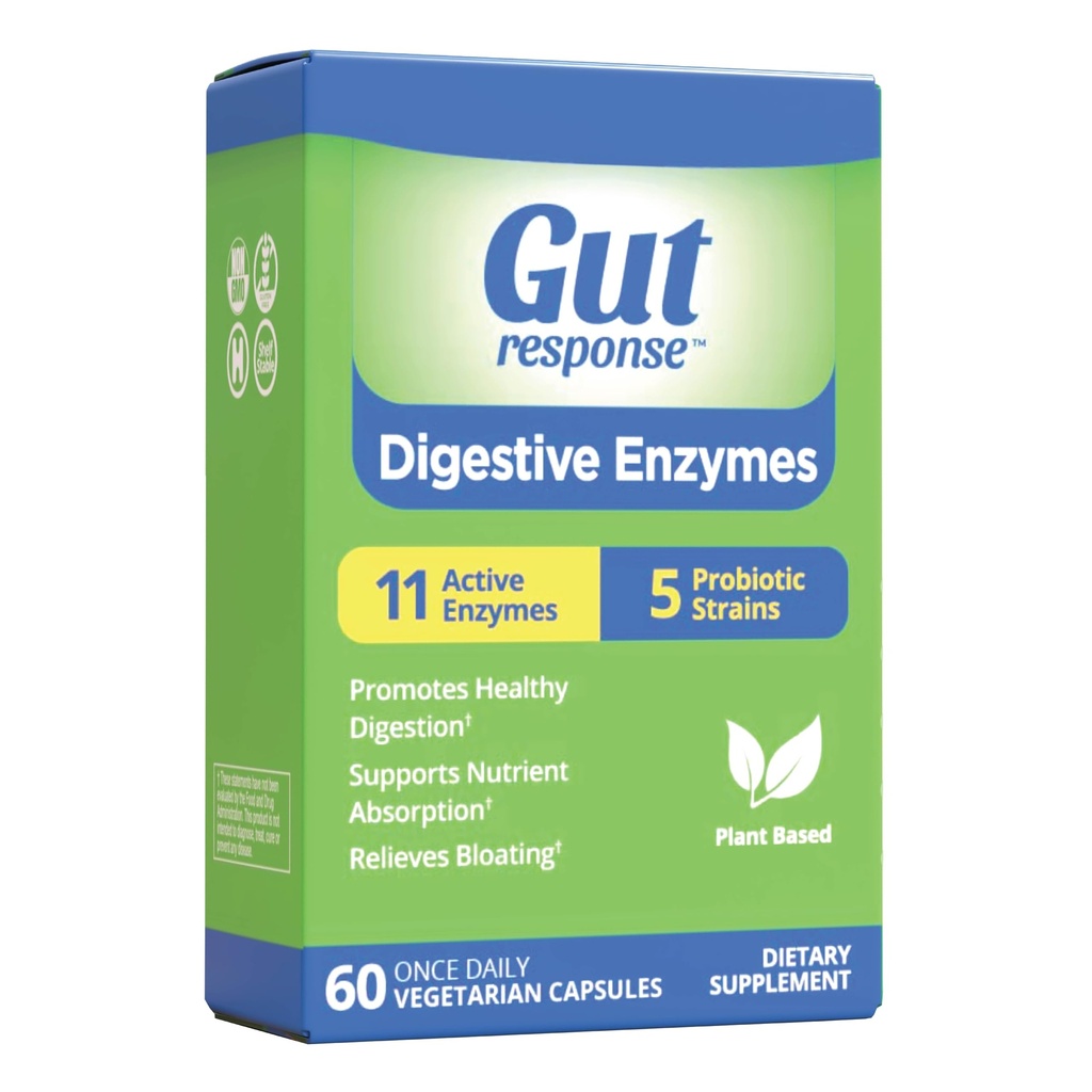 Enzime digestive, suport digestiv, scuturi Blooting, 5 benzi probiotice, 11 enzime active, 60 capsule