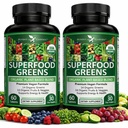 Gradina potenta 2 Pack Ecologic Superfood Greens, Fructe și legume Supliment bogat în vitamine și antioxidanți cu Alfalfa, Root & Tart Cherry pentru a stimula energia, Imunitate & Gut Health, 120 Ct