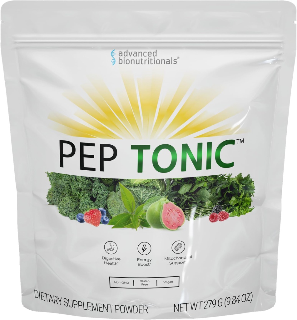 Bionutriționale avansate Pep Tonic Pudrat Superfood Formula 50 Fructe, Legume, Plante și Superalimente - Vegan, Vegetarian - 9.84 OZ - 279 g