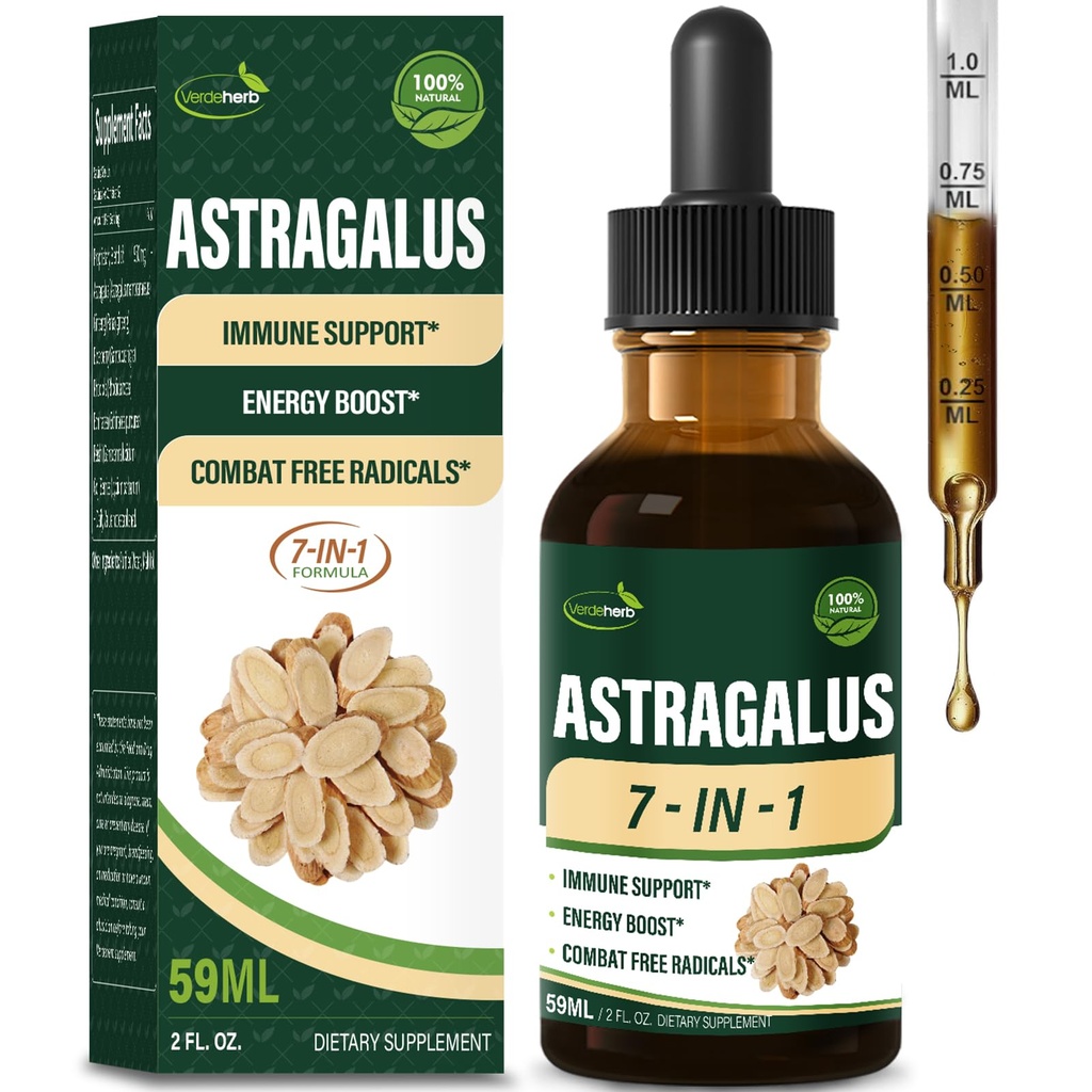Astragalus Root Extract Picături de plante pentru suport sistem imunitar, Imunitate Sănătate și energie Boost Tincture Suplimente cu Rhodiola Rosea, Echinacea, Elderberry, Reishi, Ginseng. Huang Qi. 2 oz