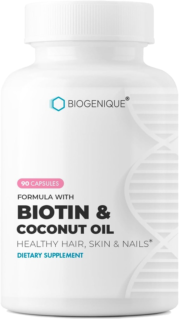 Supliment de mare potenta Biotina - Vegan Vitamina B7 Formula cu cretina si ulei de nuca de cocos - mai sanatoasa piele, unghii & par si suport keratina - non-GMO & Gluten gratuit - 2500 mcg