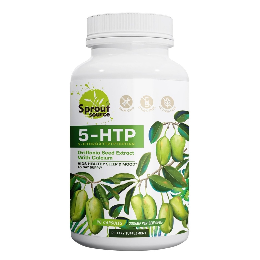 5-HTP Supliment 200mg, Suporturi somn sănătos și stare de spirit cu calciu 