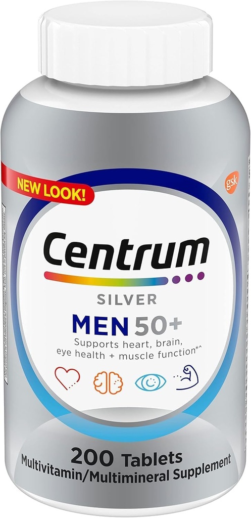 Centrum Silver Men (200 Count) Multivitamine / Multimineral Supliment Tablet, Vitamina D3
