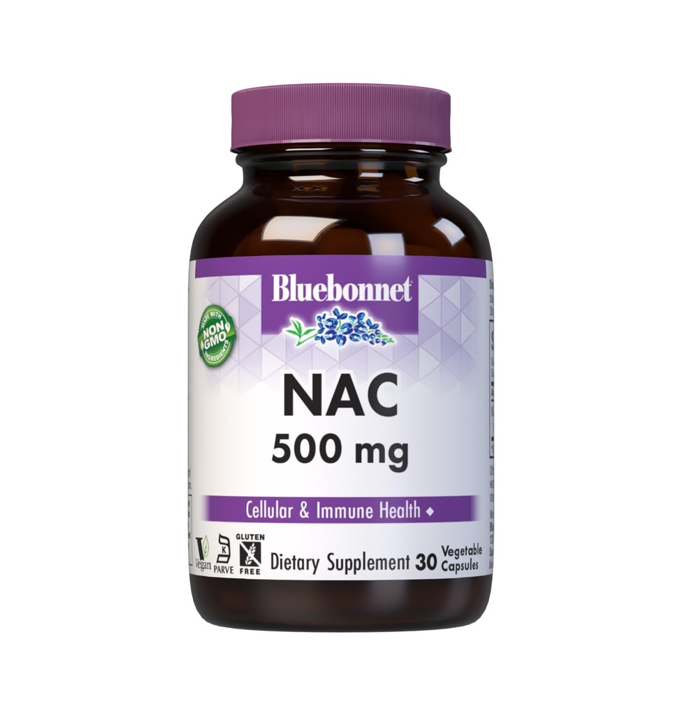 Bluebonnet NAC 500 mg capsule cu vitamine, 30 Număr de capsule