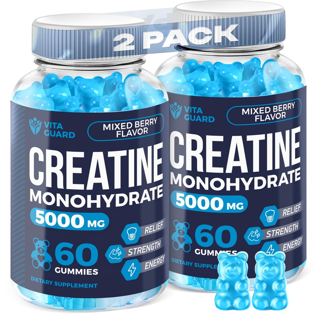 5000 mg Creatin Monohidrat Gummies Formula pentru bărbaţi şi femei Ultimate Muscle Builder, Energy Booster & Pre-Workout Supliment (2 ambalaj)