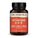 Dr. Mercola Vitamins ADK, 30 Servings (30 capsule), Supliment alimentar, 5000 UI vitamina A & Vitamina D3, 180 mcg Vitamina K2, sprijină sănătatea imună, non OMG