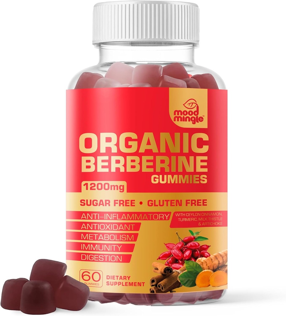 Berberine Supliment Gumries (1200 mg) cu Ceylon Scorțișoară, Turmeric, Milk Thistle & Anghinare - Zahăr gratuit, Gluten gratuit, GMP calitate