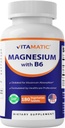 Magneziu vitamatic cu B6-180 comprimate vegetariane (neacoperite) - adăugat B6 pentru absorbţie maximă - susţine musculare, comune, şi Heart Health