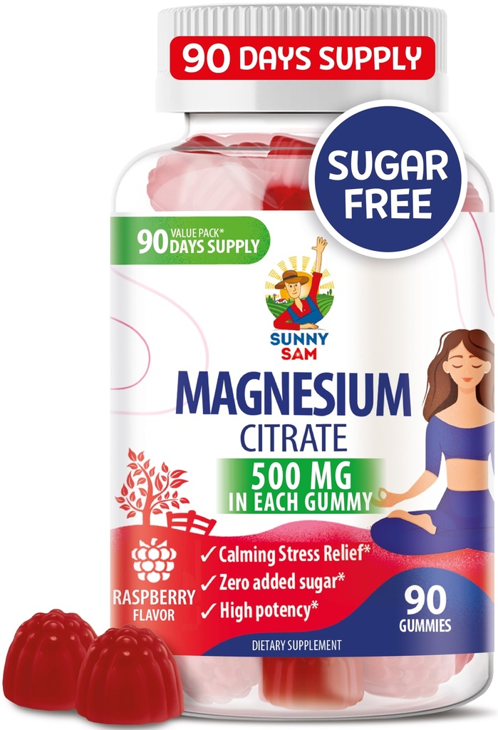 Gume de magneziu pentru copii si adulti - 500 mg - Chews de magneziu calm - Citrat de magneziu supliment masticabil pentru sustinerea mood & muschi