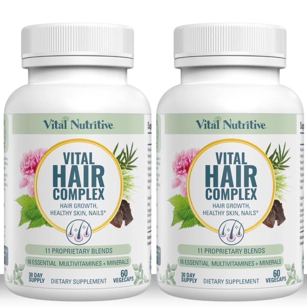 Vital Hair Complex - Creşterea părului Vitamine pentru femei şi bărbaţi -Biotina & Vitamina B -Creşterea părului Suplimentul pentru sanatoasa Hair Piele & Nails -Hrmone & Gluten gratuit - Vitamine pentru par pentru femei
