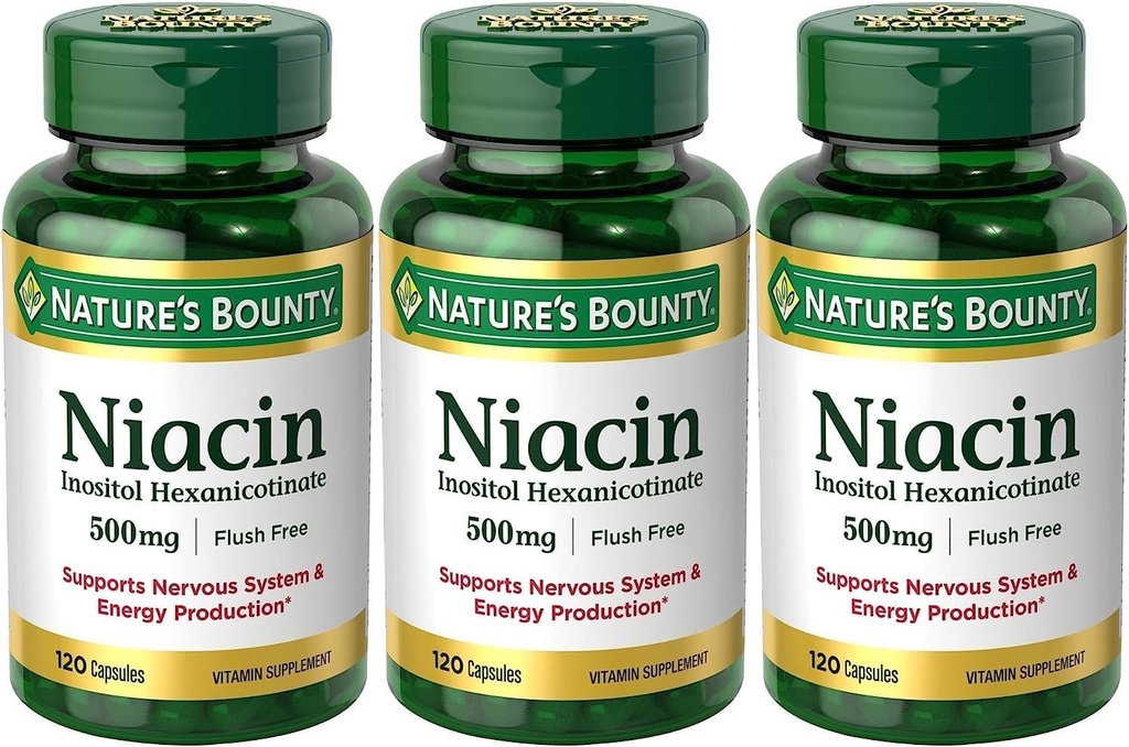 Set de 3 Nature's Bounty Niacin Flush Gratuit 500 mg, 120 capsule de Maven Cadouri