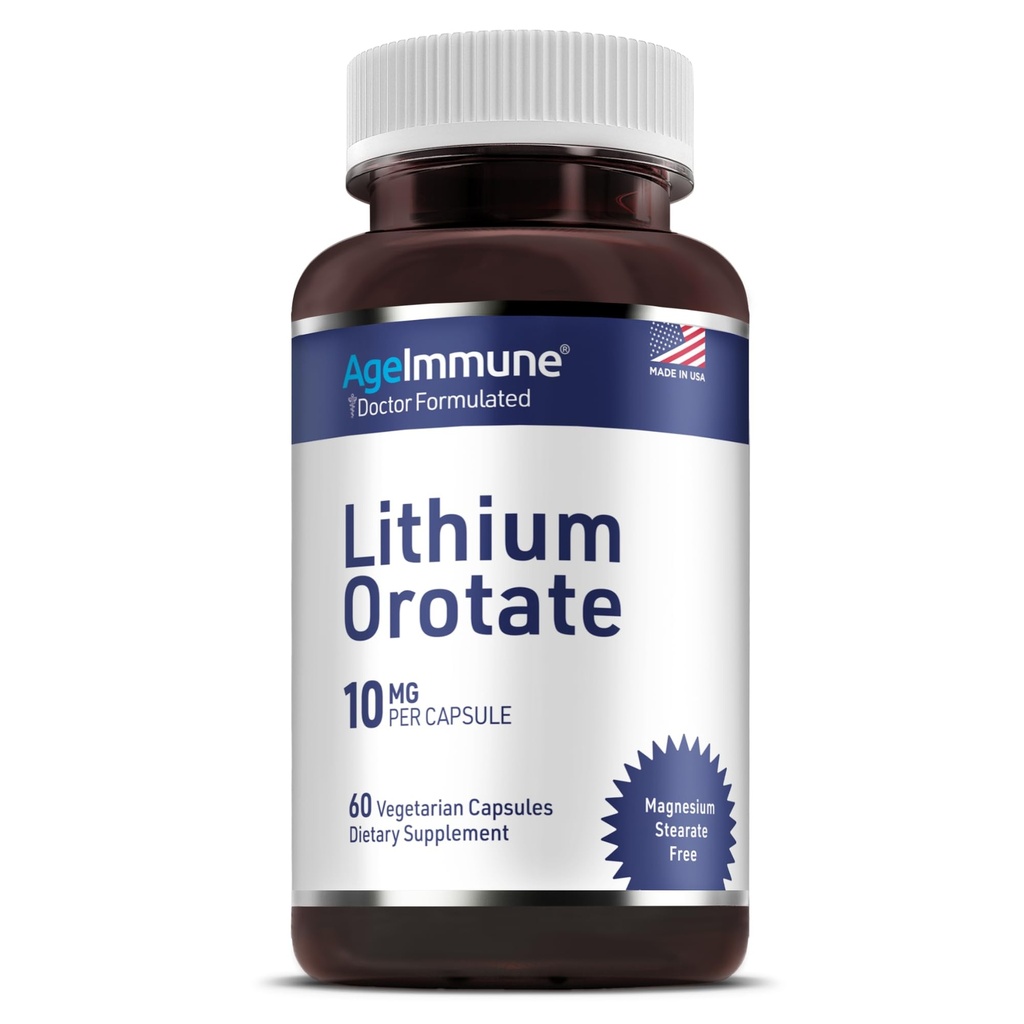 Litiu Orotate Supliment 10mg, 60 capsule vegetariene. Susţine memoria şi wellness emoţional. Suplimente gratuite Stearate de magneziu (1)