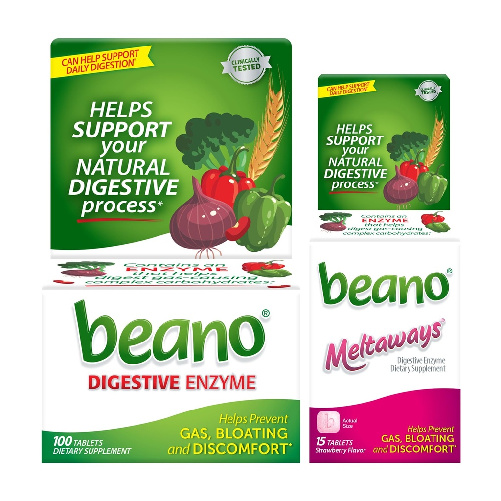 Beano Extra Force 100ct & beano Strawberry Meltaways 15ct