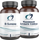 Design-uri pentru sănătate Magneziu Glicinat Complex (60 capsule) & B-Supreme (60 capsule) Bundle - B Complex de vitamine cu absorbţie mare Supliment de magneziu